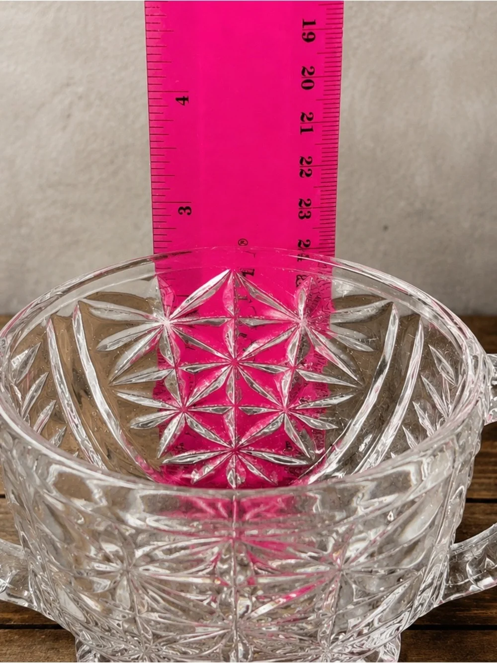 Vintage Pressed Glass Double Handled Open Sugar Bowl Daisy & Star Pattern EAPG
